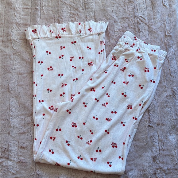 Women's Cherry Pointelle Ruffle Set - Picture 4 of 5